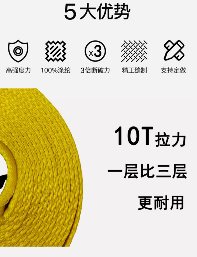 哐唧汽车拖车带救援SUV专用越野车强力脱困牵引带拉车带10吨