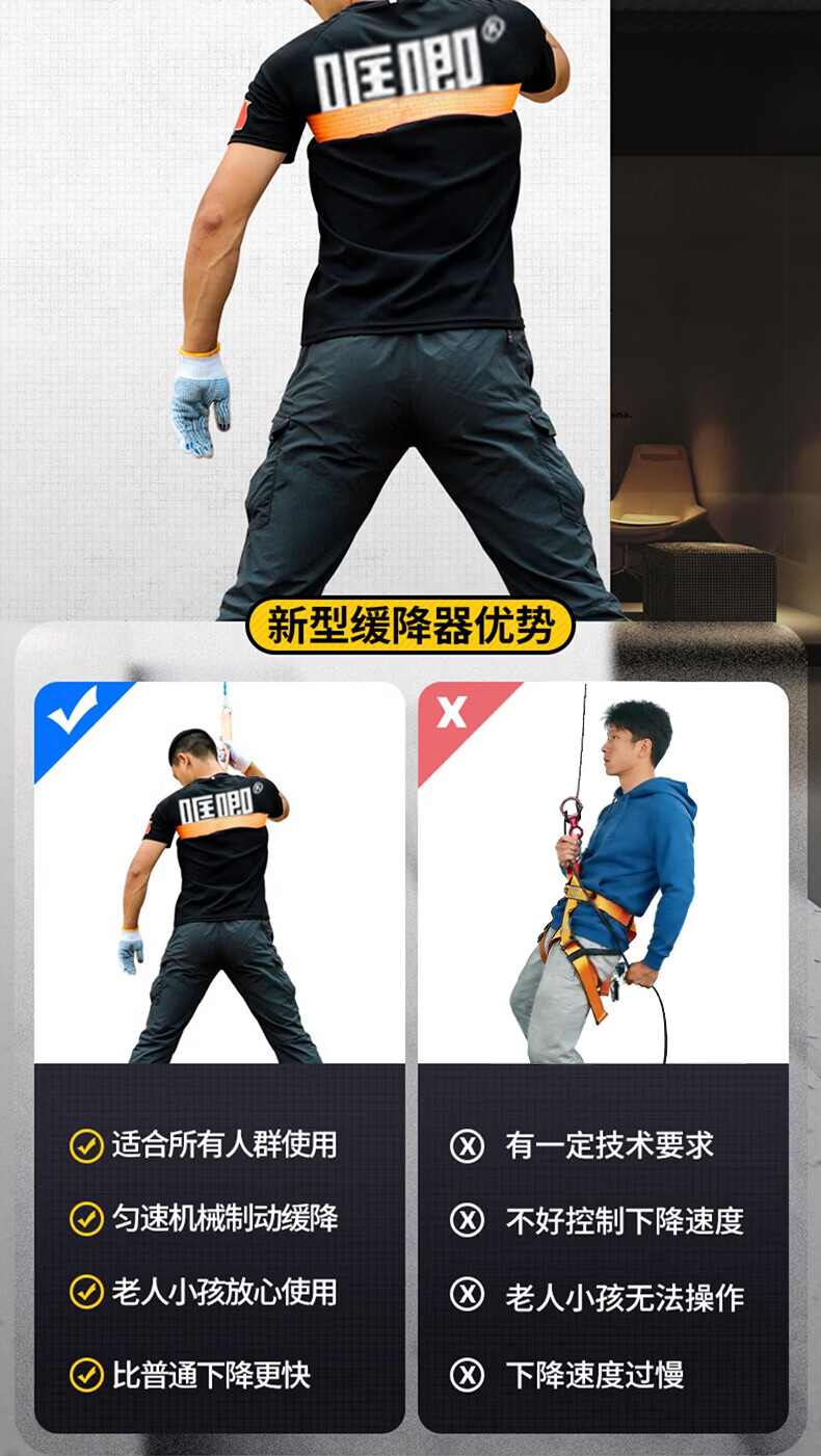 TL-LIFT高楼逃生缓降器高层安全绳家用消防缓降器火灾多人逃生神器往复式