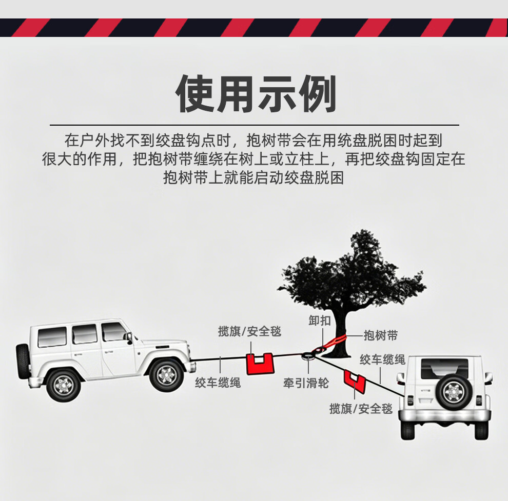 哐唧汽车suv拖车越野救援脱困抱树带强力牵引拖车绑带