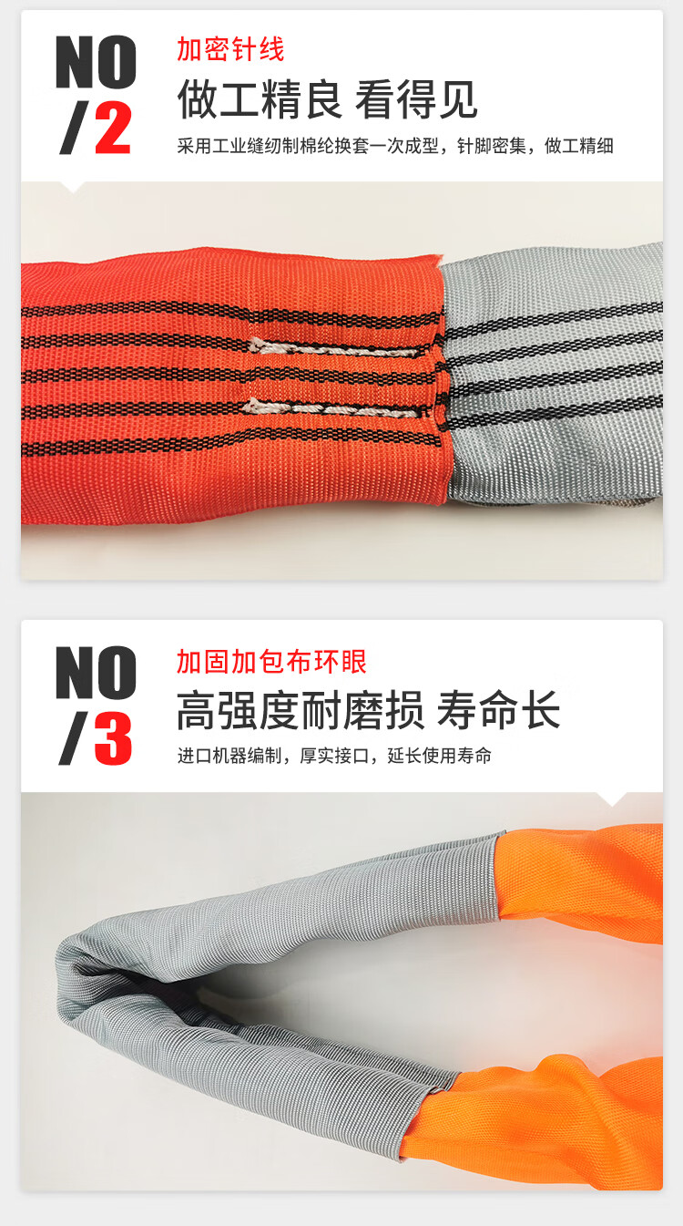 TL-LIFT彩色起重吊装带工业柔性吊带国标双扣5T双环眼工业吊车拖车带腾力