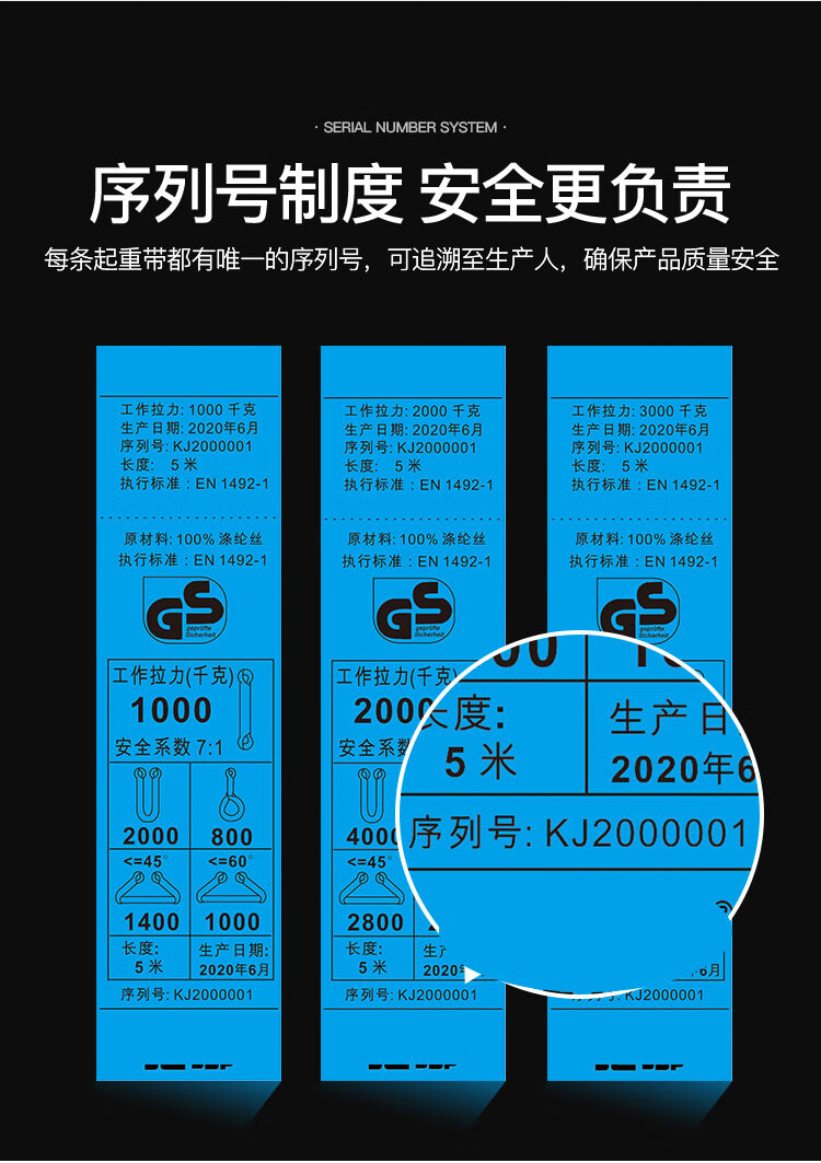 TL-LIFT吊带工业吊装带吊车起重吊带加厚扁平7倍吊机吊环吊车吊绳腾力