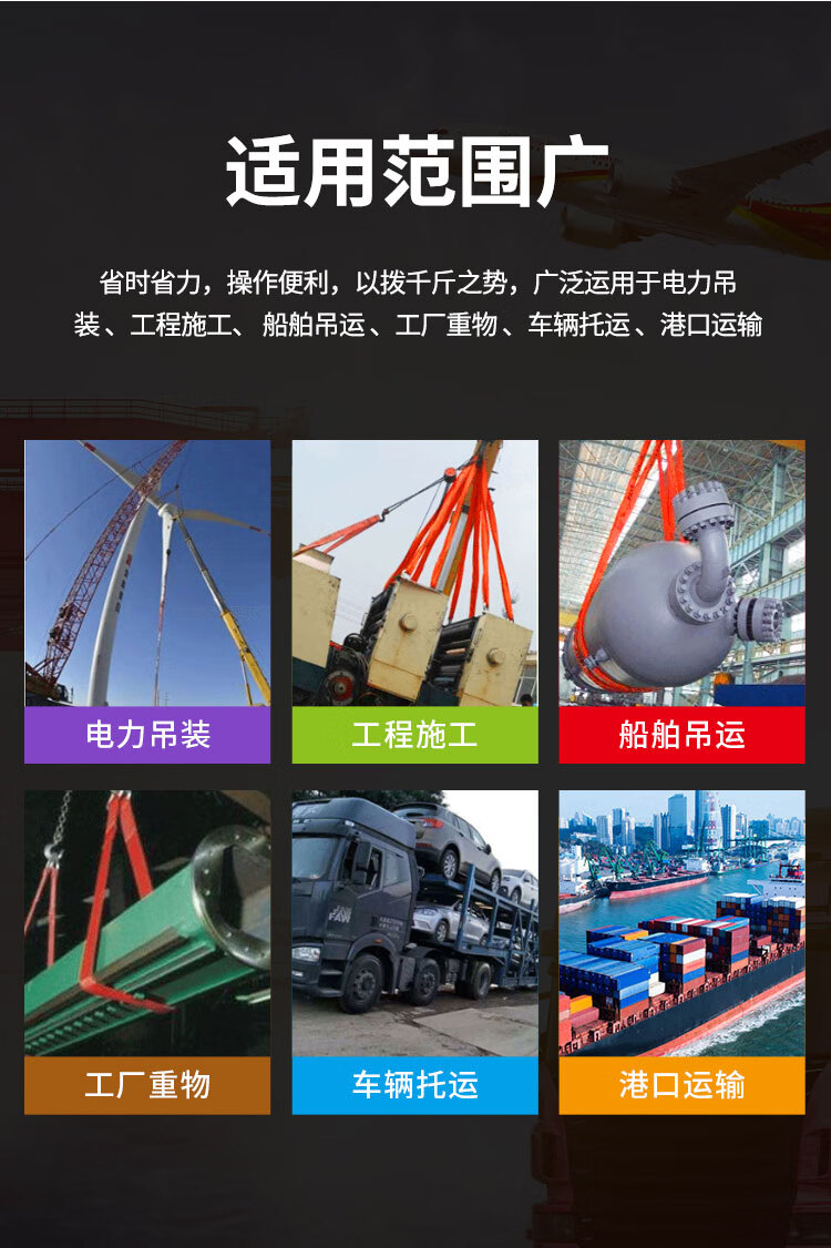 腾力吊装带起重吊带国标3吨5吨彩色涤纶扁平行车叉车工业吊车6倍